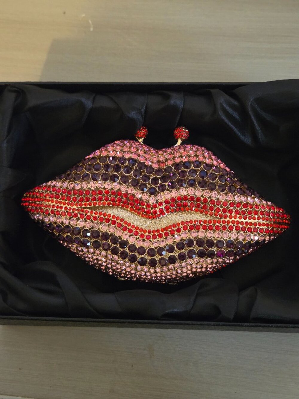Rhinestone clutch.